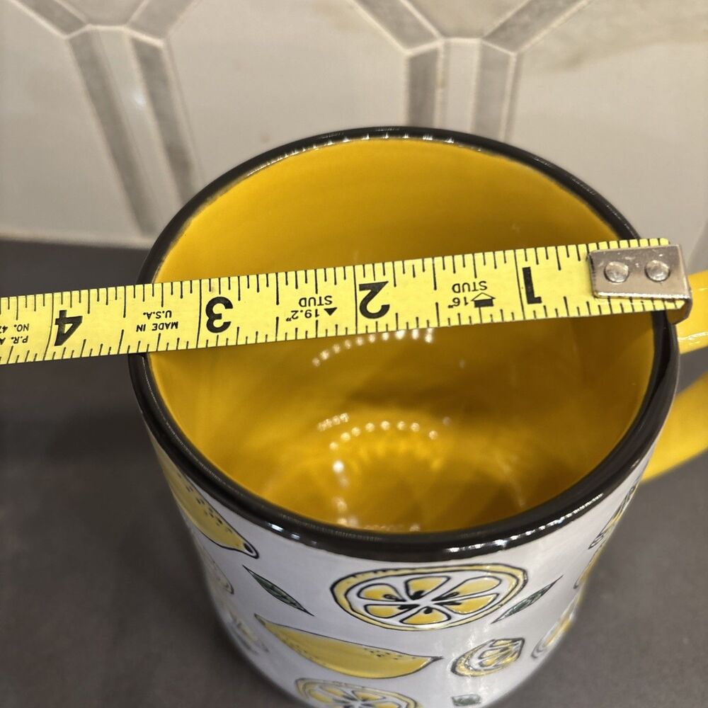 Spectrum Designz Lemon Ceramic Mug Black Rim & Yellow Inside Rim Coffee Tea - Picture 7 of 7
